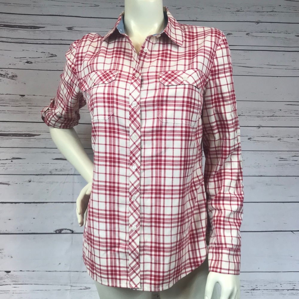 Talbots Shimmer Plaid Button Up Size 6